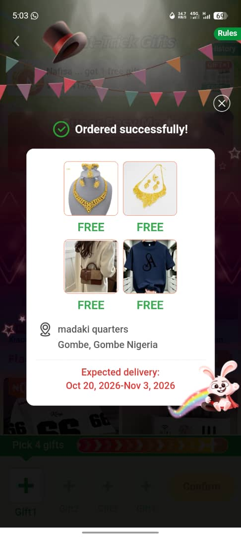 Temu Free Gift Winner Proof